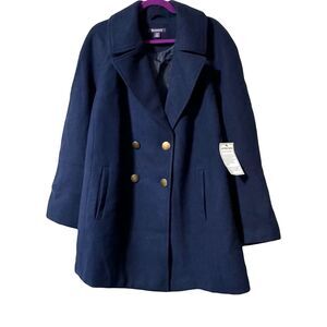 Roaman's Women's Plus Size 1X 22 / 24 Peacoat Navy Blue Double Breasted NWT